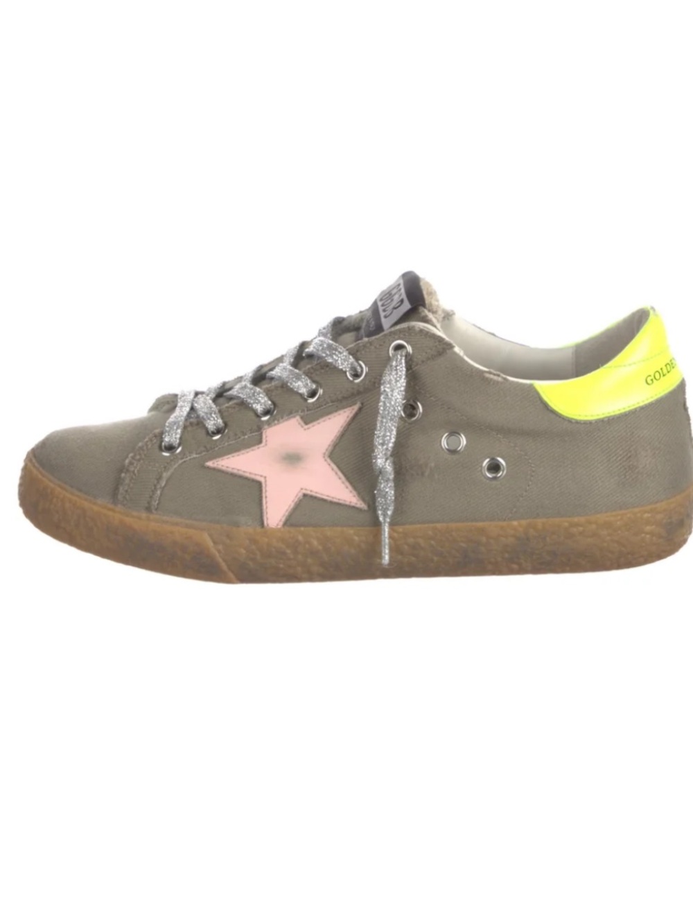 Women’s Golden Goose sneaker, canvas, green, 38